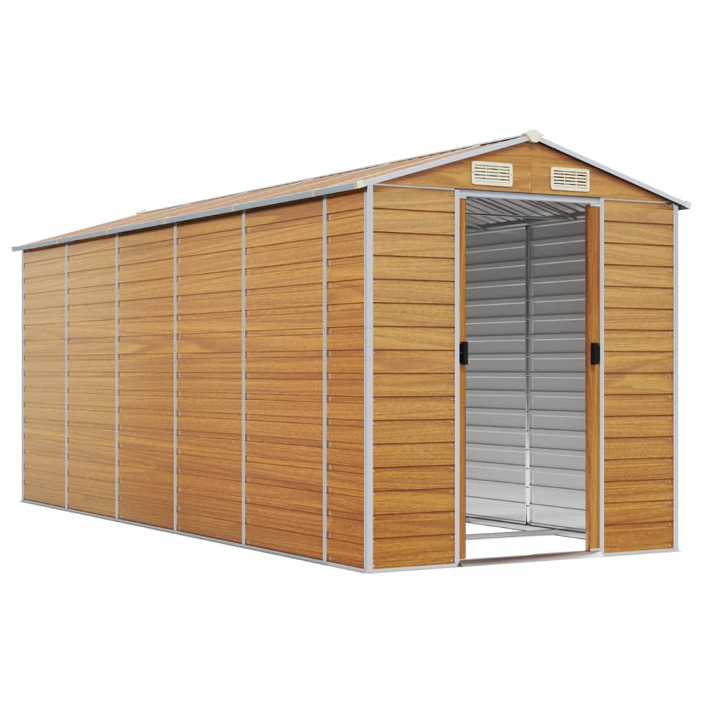 vidaXL Tuinschuur 191x470x198 cm gegalvaniseerd staal lichtbruin afbeelding