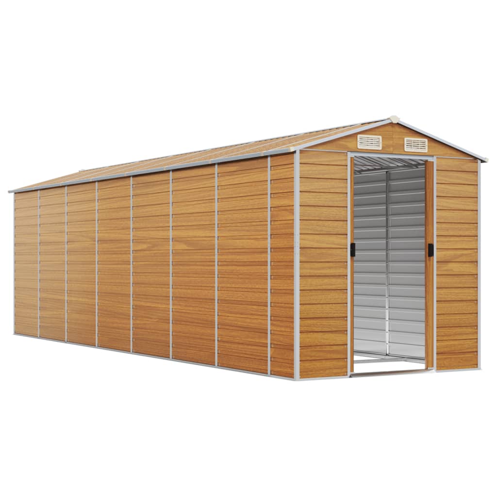 vidaXL Tuinschuur 191x640x198 cm gegalvaniseerd staal lichtbruin afbeelding