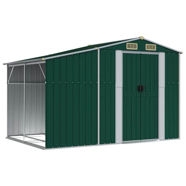 vidaXL aiakuur, roheline, 277 x 192,5 x 179 cm, tsingitud teras
