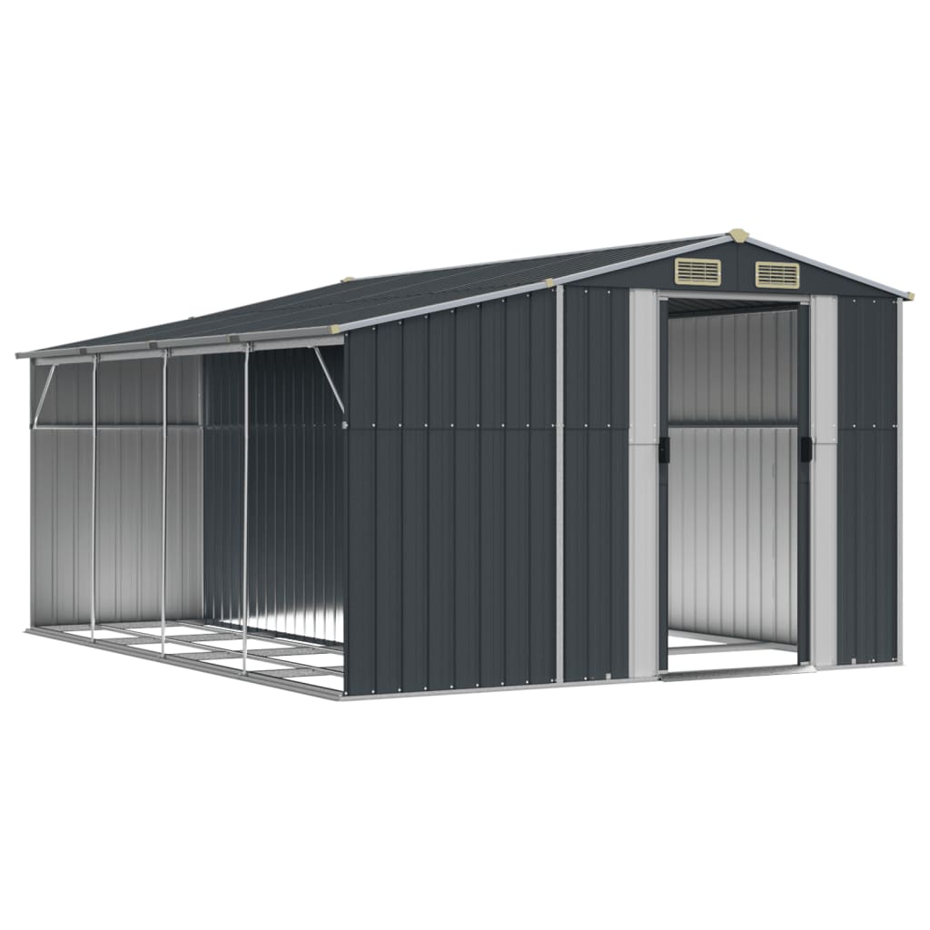 vidaXL Tuinschuur 277x365,5x179 cm gegalvaniseerd staal antracietkleur afbeelding
