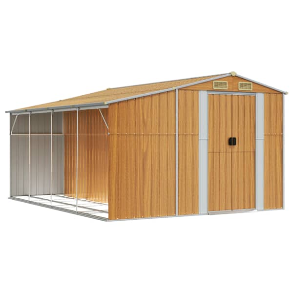 vidaXL aiakuur, helepruun, 277x365,5x179 cm, tsingitud teras