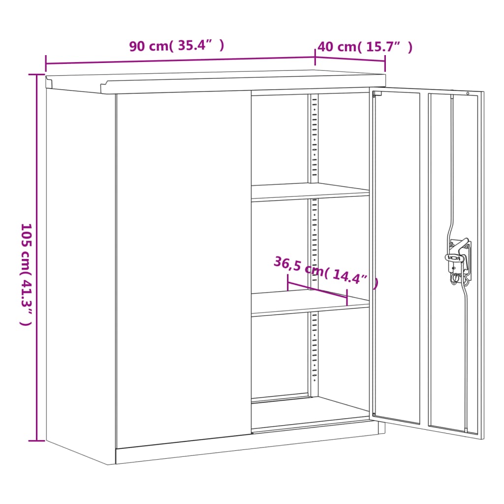 imagem de vidaXL Arquivador 90x40x145 cm aço cinzento-claro11