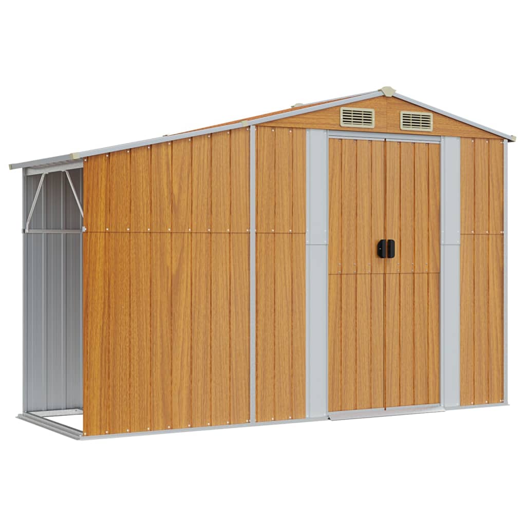 vidaXL Zahradní kůlna hnědá 277 x 93 x 179 cm pozinkovaná ocel