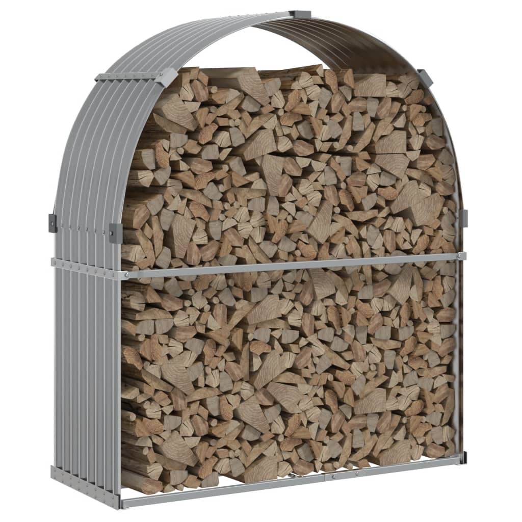 vidaXL Haardhoutopslag 120x45x140 cm gegalvaniseerd staal lichtgrijs afbeelding