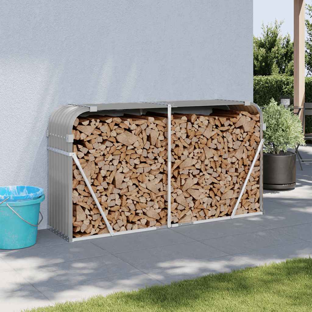 vidaXL Suport de bușteni, gri deschis, 180x45x100 cm, oțel galvanizat