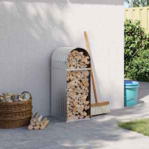 Nosilec za polena srebrn 40x45x100 cm pocinkano jeklo