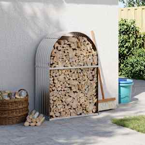 Nosilec za polena srebrn 80x45x120 cm pocinkano jeklo