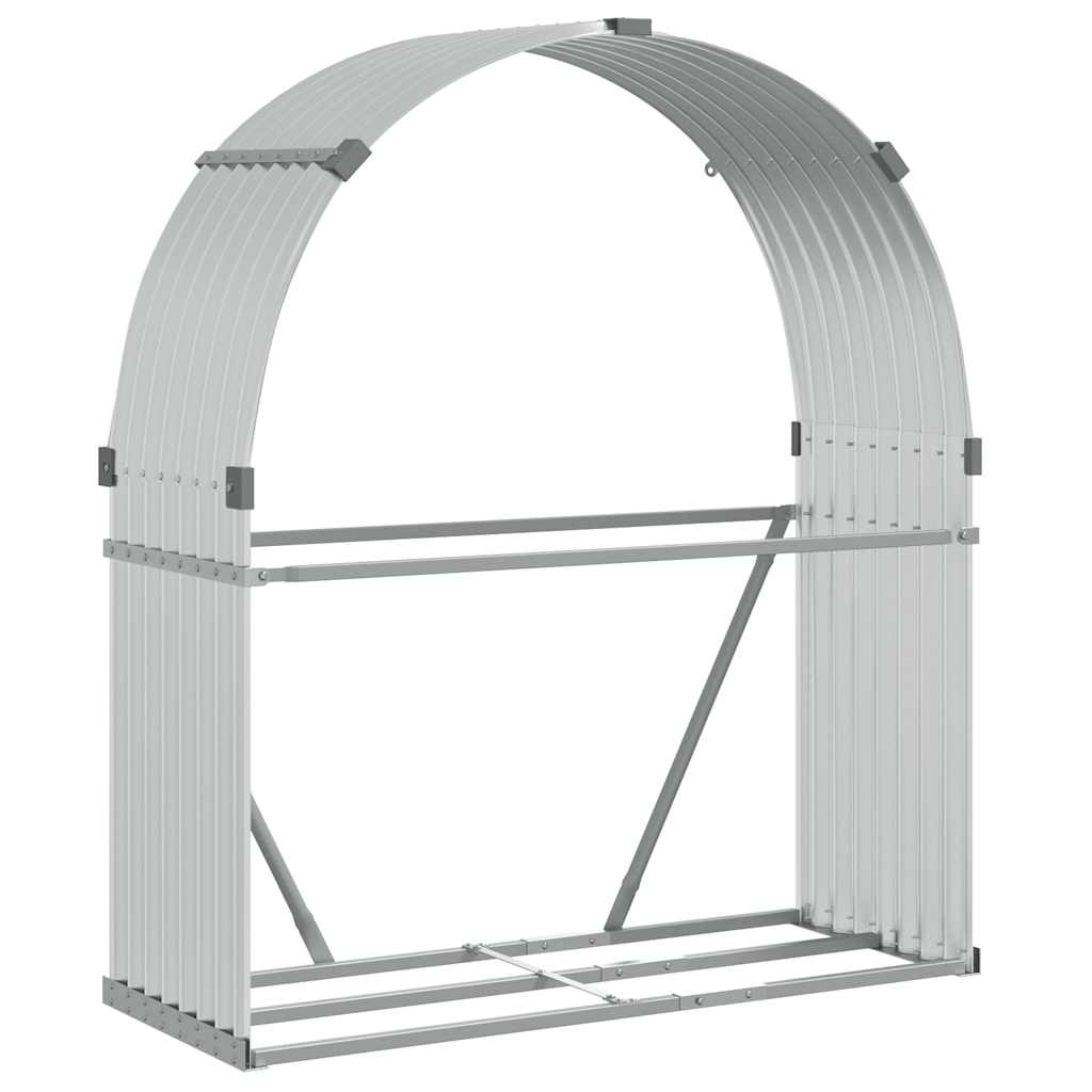 vidaXL Stojan na dřevo stříbrný 120 x 45 x 140 cm pozinkovaná ocel-image-8720845897369