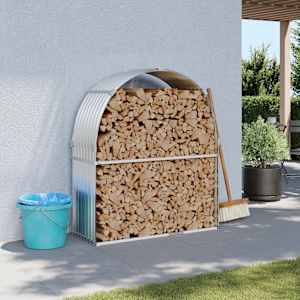 Nosilec za polena srebrn 120x45x140 cm pocinkano jeklo