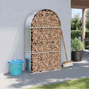 Nosilec za polena srebrn 120x45x210 cm pocinkano jeklo