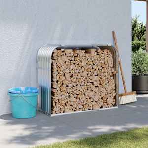 Nosilec za polena srebrn 120x45x100 cm pocinkano jeklo