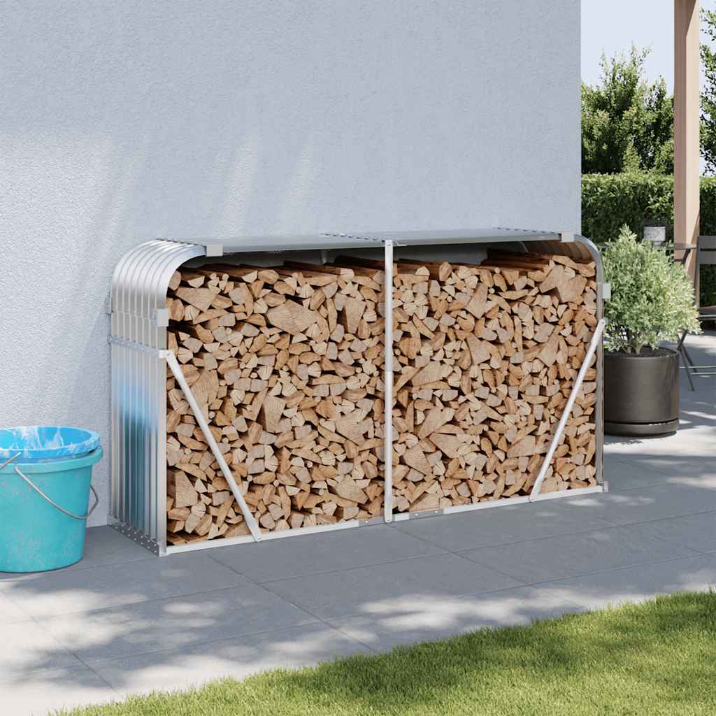 vidaXL Kaminholzunterstand Silbern 180x45x100 cm Verzinkter Stahl