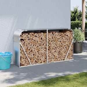 Nosilec za polena srebrn 180x45x100 cm pocinkano jeklo