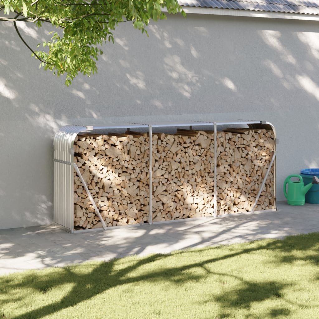 vidaXL Kaminholzunterstand Silbern 234x45x100 cm Verzinkter Stahl