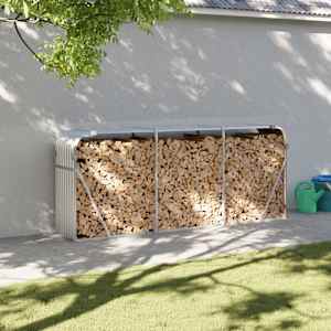 Nosilec za polena srebrn 234x45x100 cm pocinkano jeklo