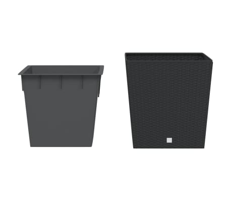 vidaXL puķu kaste ar izņemamu ieliktni, pelēka, 37/64L, PP rotangpalma