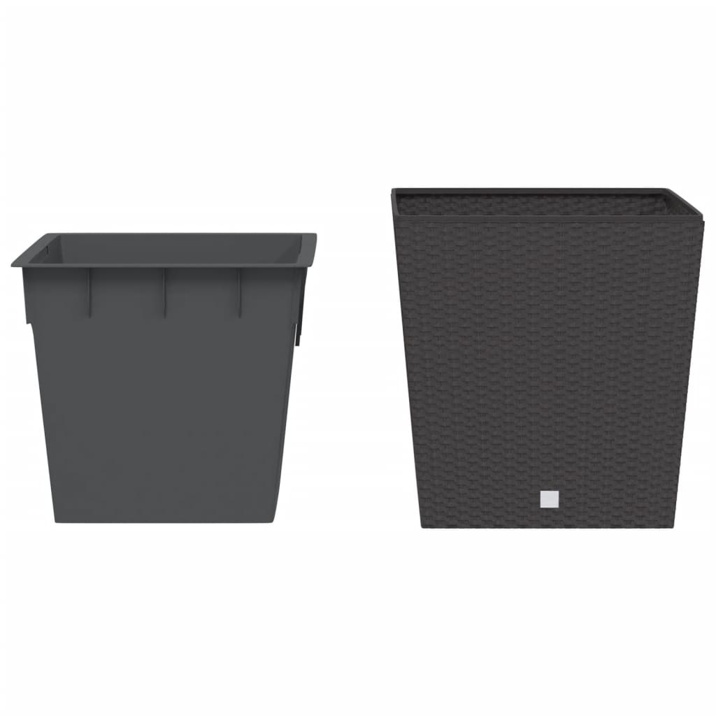 vidaXL Plantenbak met uitneembare bak rattan-look 37/64 L PP bruin afbeelding