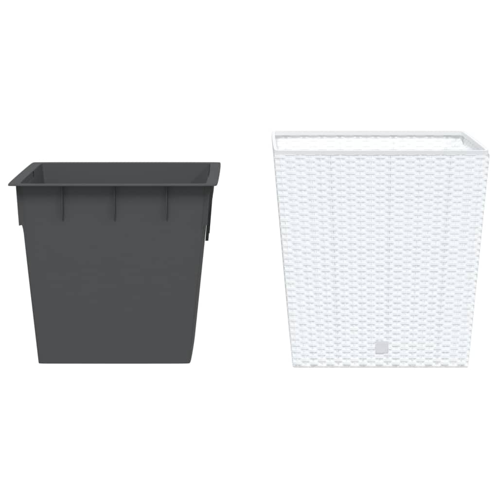 vidaXL Plantenbak met uitneembare bak rattan-look 37/64 L PP wit afbeelding