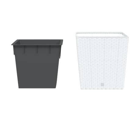 vidaXL Γλάστρα με Αφαιρουμ. Εσωτερικό Λευκή 37/64 Λίτρων Ρατάν PP