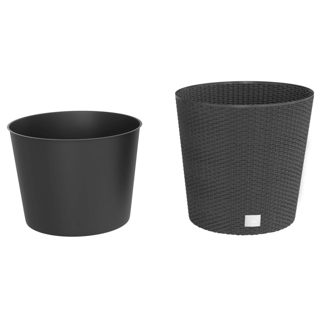 vidaXL Plantenbak uitneembare bak rattan-look 35/37,5 L PP antraciet afbeelding