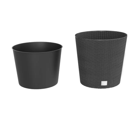 vidaXL Planter with Removable Inner Anthracite 35 / 37.5 L PP Rattan