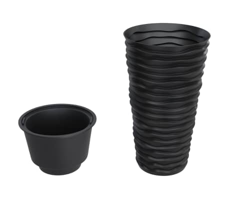 vidaXL Jardinieră cu interior detașabil, antracit, 8 / 22 L PP canelat