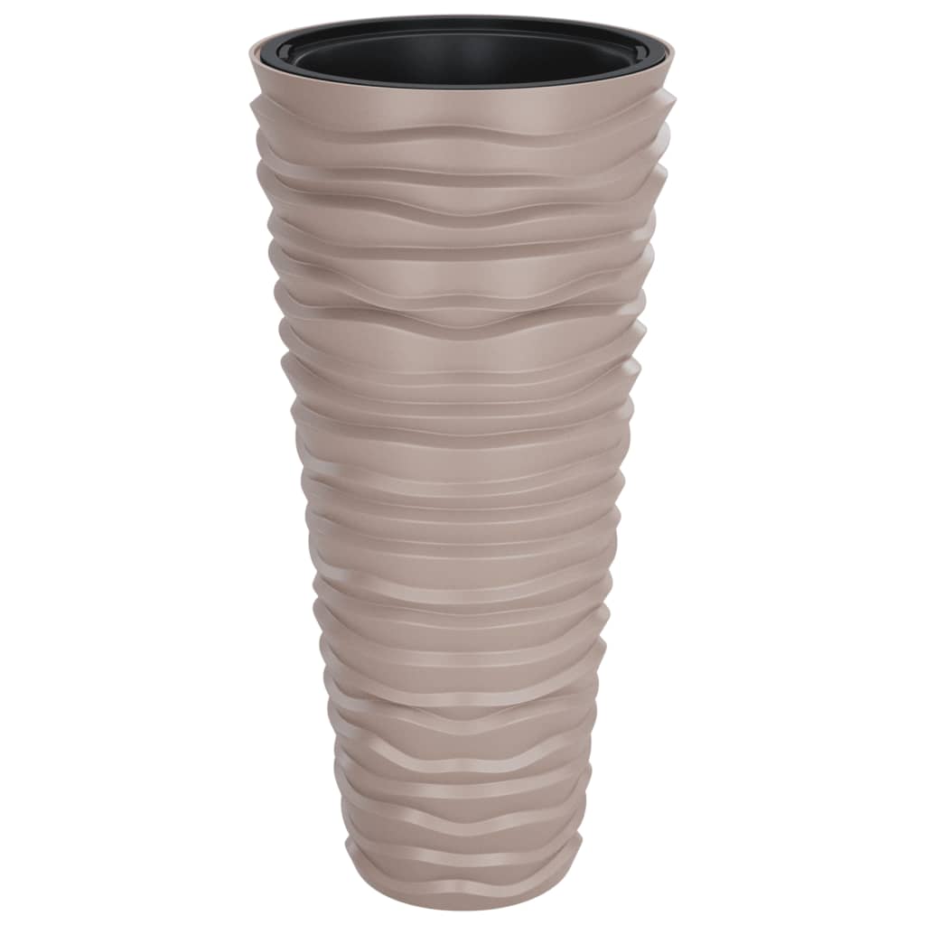 vidaXL Truhlík s odnímatelnou vložkou mokka 18 / 45 l PP rýhovaný