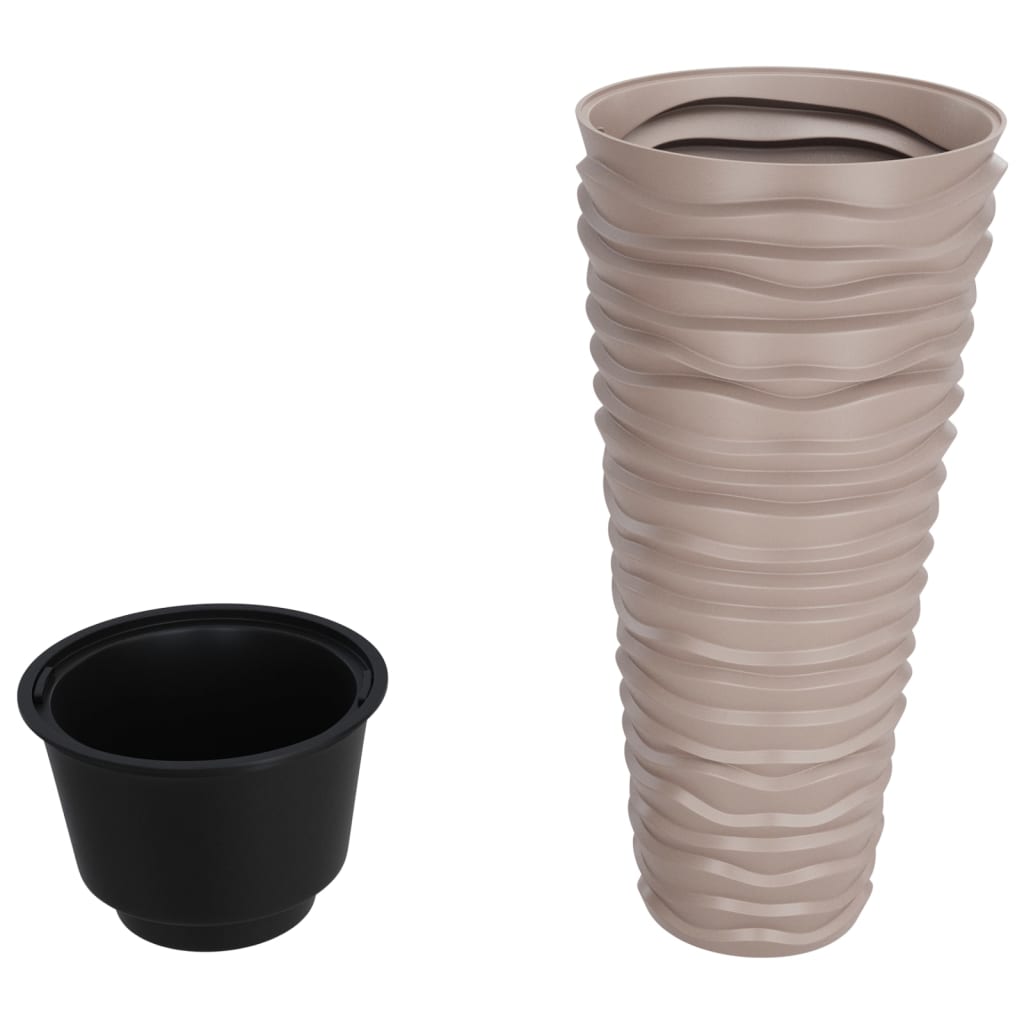 vidaXL Planter with Removable Inner Mocha 18/45 L PP Grooved Look