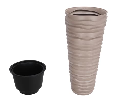 vidaXL Planter with Removable Inner Mocha 18/45 L PP Grooved Look