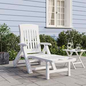 Zložljiv ležalnik s kolesi bel PP