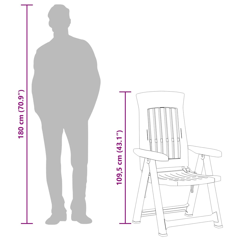 atgāžami dārza krēsli, 2 gab., balti, PP