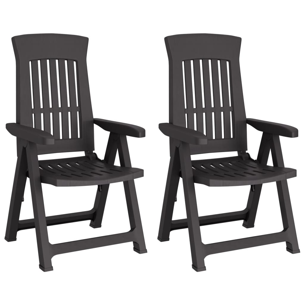 vidaXL Tuinstoelen 2 st verstelbaar PP antracietkleurig
