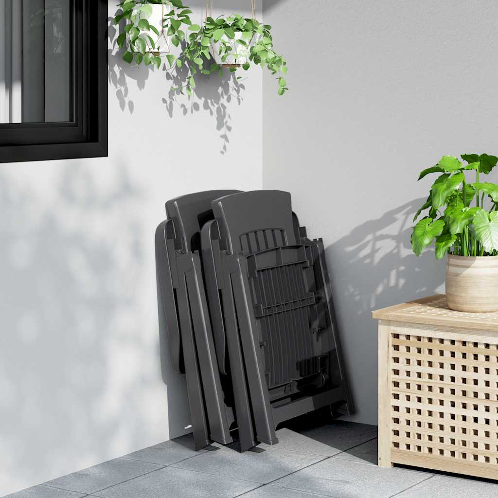 Thumbnail - vidaXL Gartenstühle 2 Stk. Verstellbar Anthrazit PP
