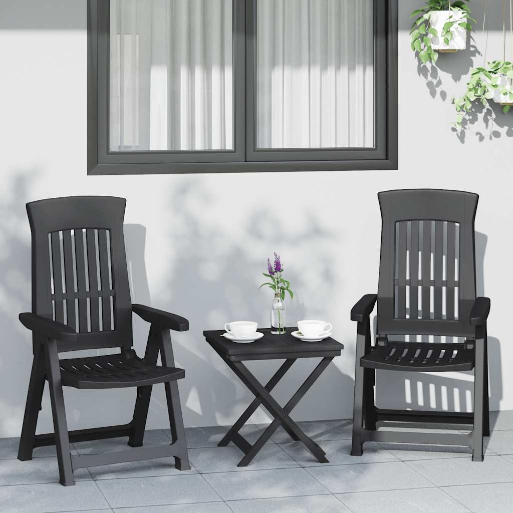 vidaXL Gartenstühle 2 Stk. Verstellbar Anthrazit PP