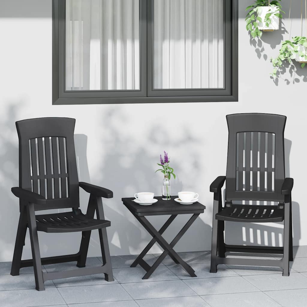 vidaXL Gartenstühle 2 Stk. Verstellbar Anthrazit PP