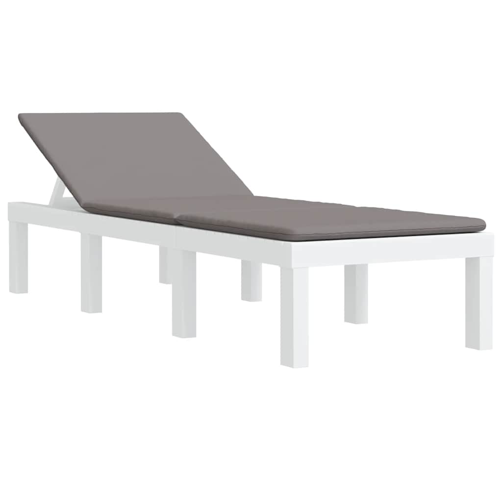 Thumbnail - vidaXL Sonnenliege mit Auflagen Weiß PP