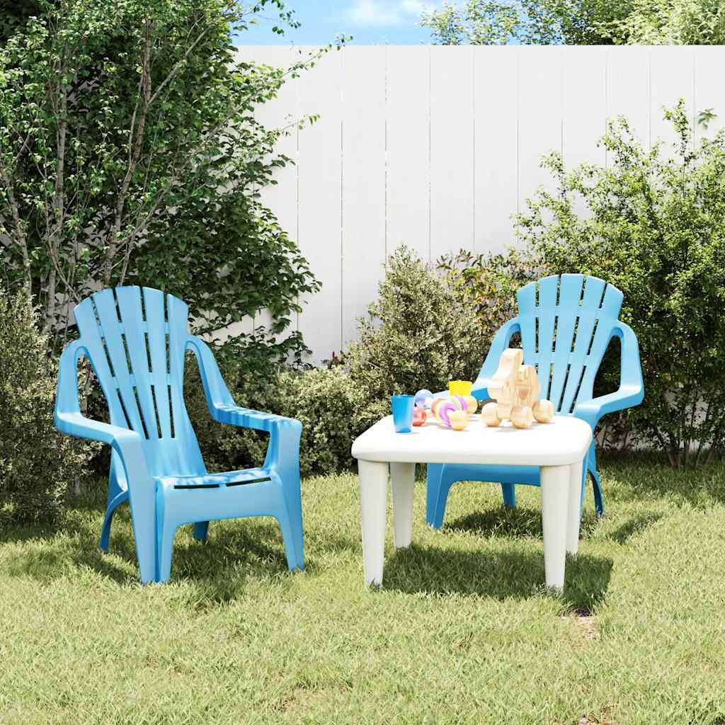 vidaXL Scaune grădină copii 2 buc. albastru 37x34x44 cm PP aspect lemn