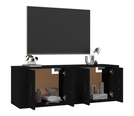 vidaXL Sieninės televizoriaus spintelės, 2vnt., juodos, 57x34,5x40cm
