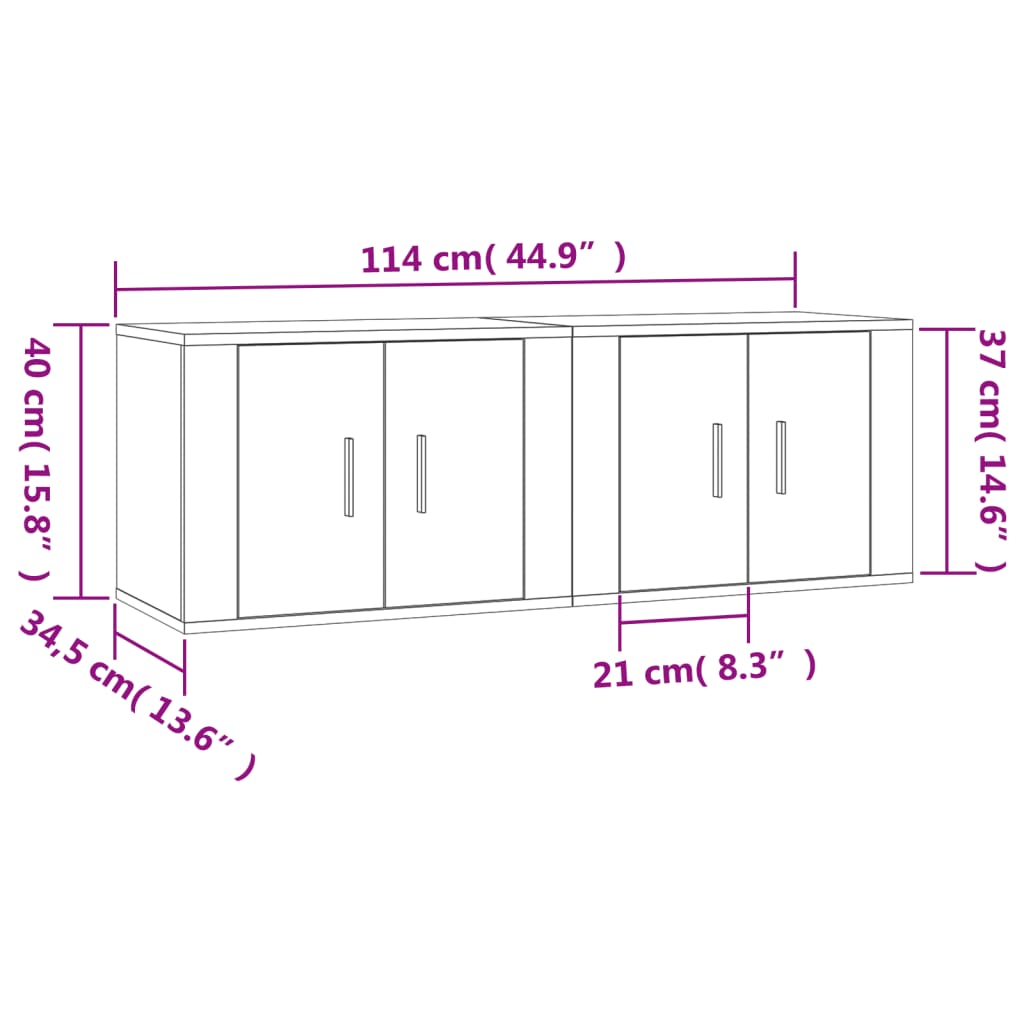 Stenska TV omarica 2 kosa sonoma hrast 57x34,5x40 cm