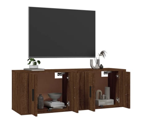 vidaXL Sieninės TV spintelės, 2vnt., rudos ąžuolo, 57x34,5x40cm