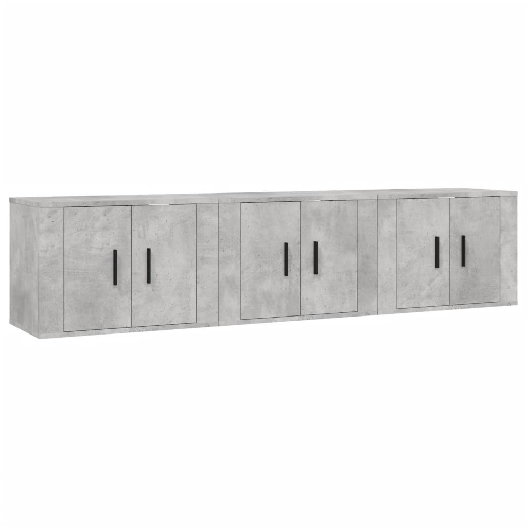 Zidni TV ormarići 3 kom siva boja betona 57 x 34,5 x 40 cm