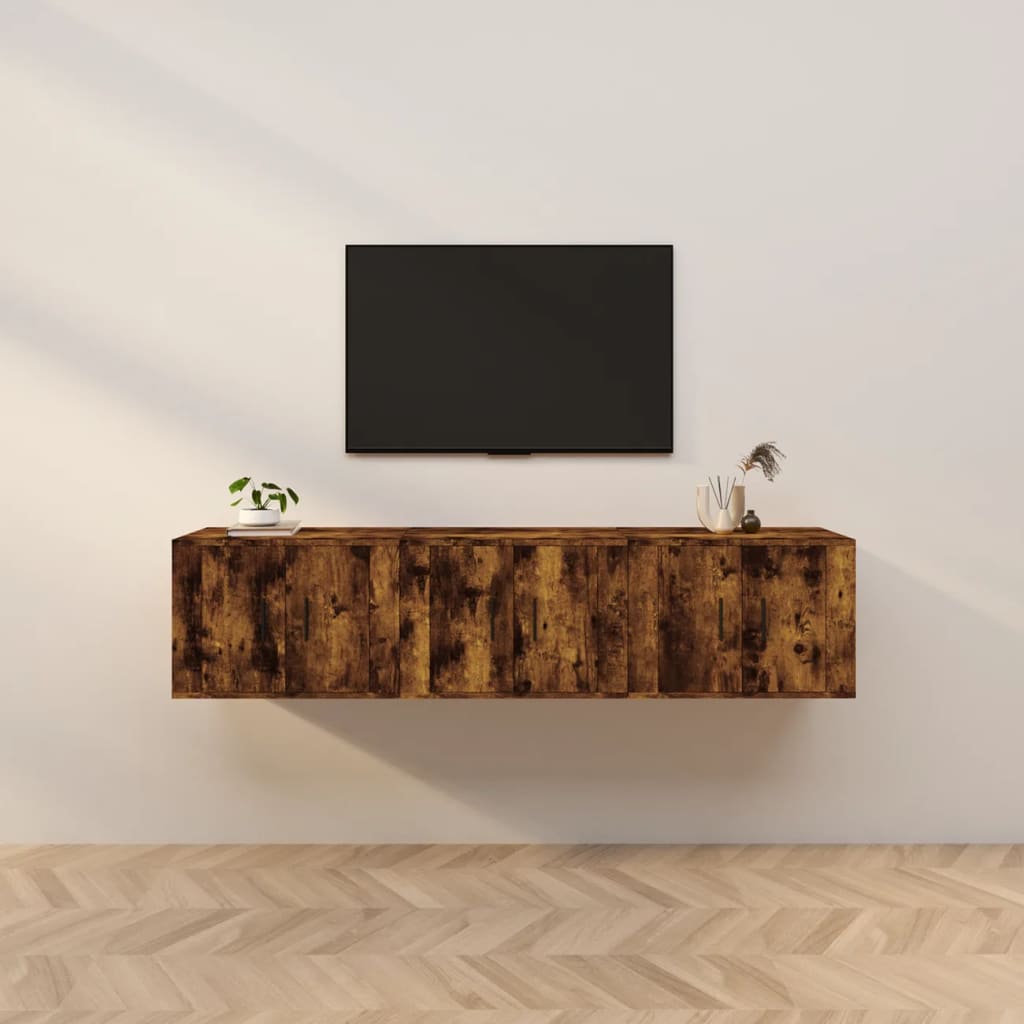 Nástěnné TV skříňky 3 ks kouřový dub 57 x 34,5 x 40 cm