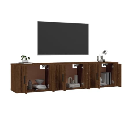 vidaXL Meubles TV muraux 3 pcs ch&ecirc;ne marron 57x34,5x40 cm