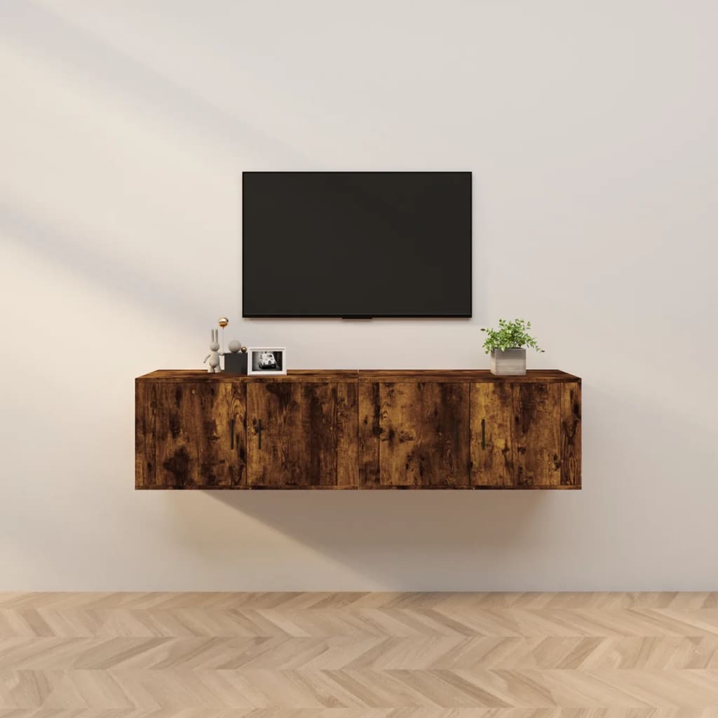 Zidni TV ormarići 2 kom boja dimljenog hrasta 80x34,5x40 cm