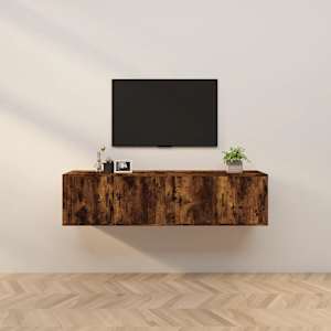 Nástěnné TV skříňky 2 ks kouřový dub 80 x 34,5 x 40 cm - obrázek 1