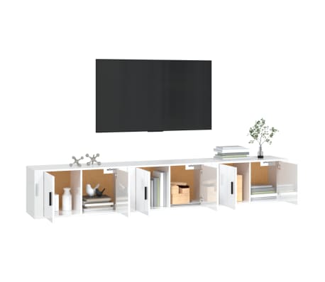 vidaXL TV-Wandschr&auml;nke 3 Stk. Hochglanz-Wei&szlig; 80x34,5x40 cm