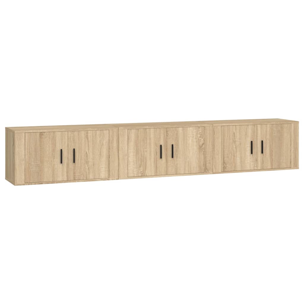 vidaXL Nástěnné TV skříňky 3 ks dub sonoma 80 x 34,5 x 40 cm