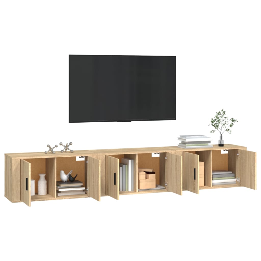 vidaXL Tv-wandmeubels 3 st 80x34,5x40 cm sonoma eikenkleurig