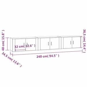 Nástěnné TV skříňky 3 ks šedé sonoma 80 x 34,5 x 40 cm - obrázek 8