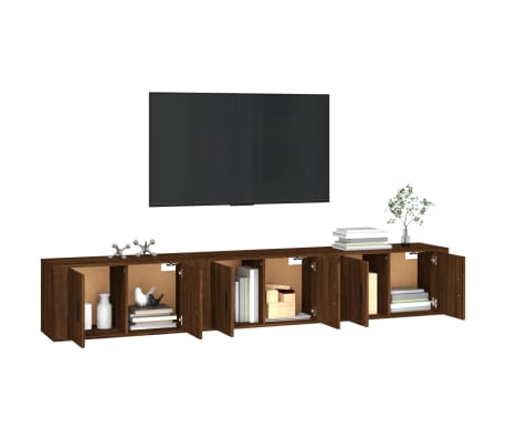 vidaXL Vegghengte TV-benker 3 stk brun eik 80x34,5x40 cm